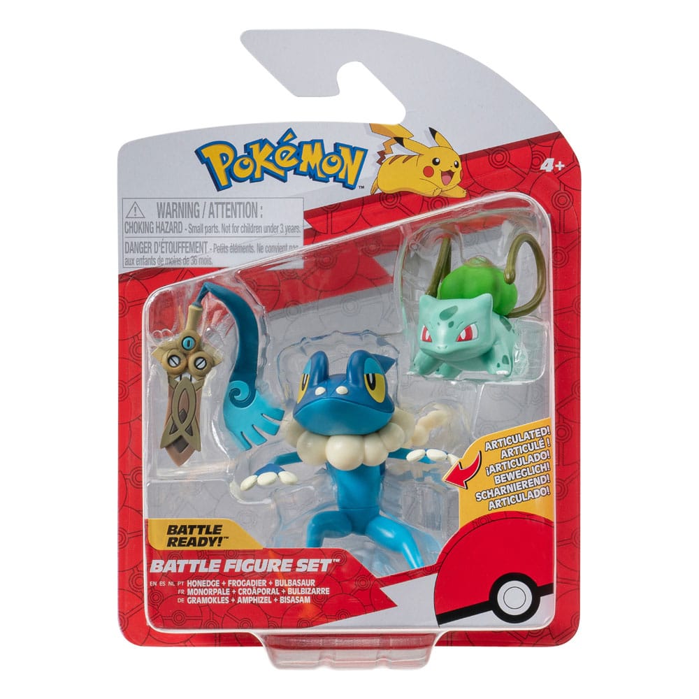 Pokémon Battle Figure Set 3-Pack Honedge, Bulbasaur #4, Frogadier 5cm - Action Figures - Jazwares - Hobby Figures UK