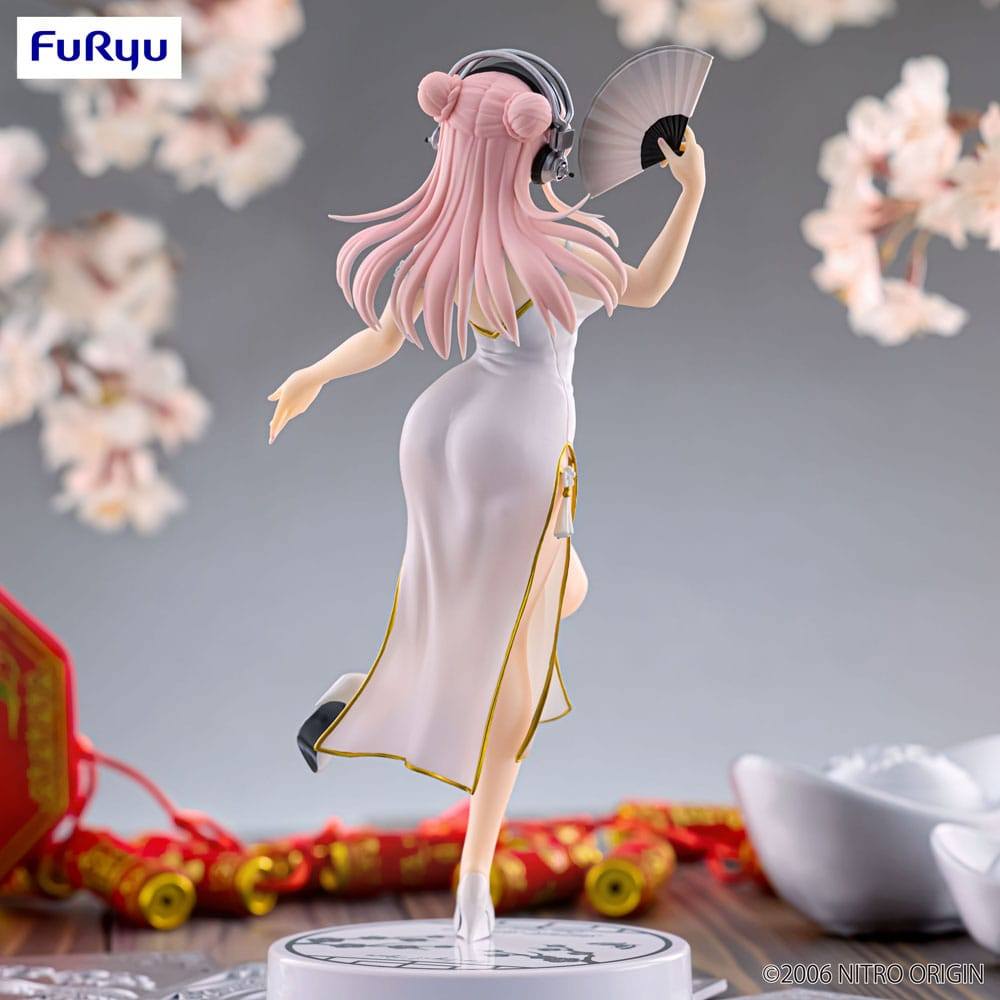 Super Sonico Trio-Try-iT PVC Statue White China Dress Ver. 21cm
