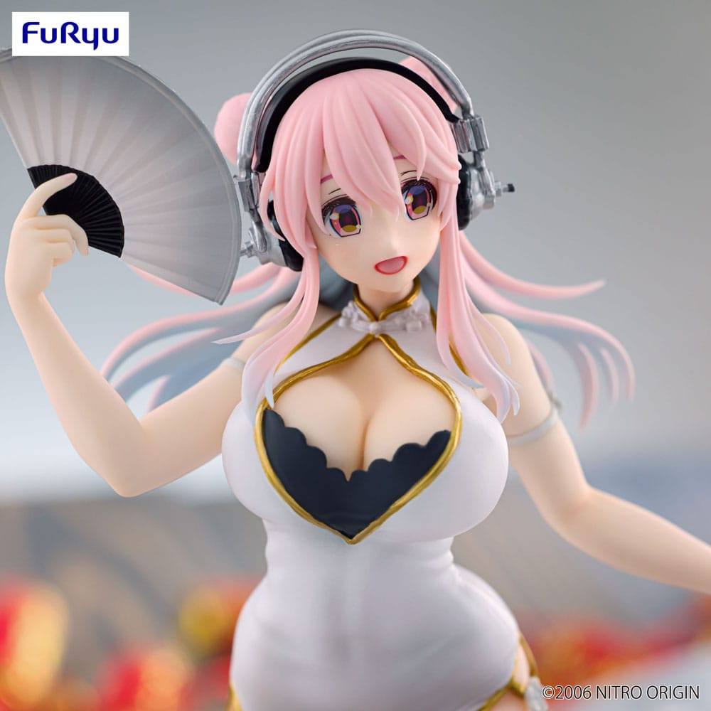 Super Sonico Trio-Try-iT PVC Statue White China Dress Ver. 21cm