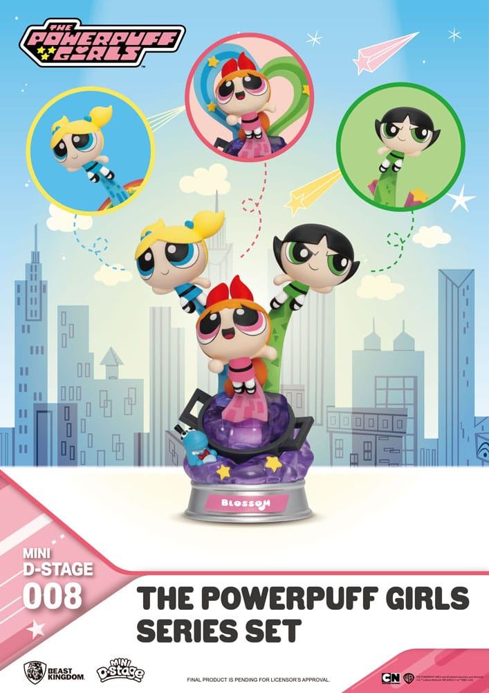 The Powerpuff Girls Mini Diorama Stage Statues The Powerpuff Girls Series Set 12cm - Mini Figures - Beast Kingdom Toys - Hobby Figures UK