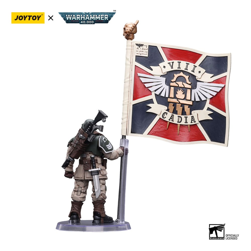 Warhammer 40k Action Figure 1/18 Astra Militarum Cadian Command Squad Veteran with Regimental Standard 12cm - Action Figures - Joy Toy (CN) - Hobby Figures UK