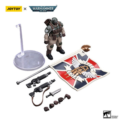 Warhammer 40k Action Figure 1/18 Astra Militarum Cadian Command Squad Veteran with Regimental Standard 12cm - Action Figures - Joy Toy (CN) - Hobby Figures UK