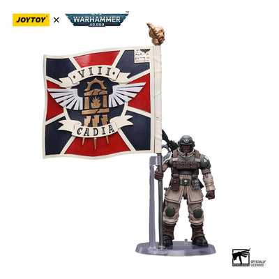 Warhammer 40k Action Figure 1/18 Astra Militarum Cadian Command Squad Veteran with Regimental Standard 12cm - Action Figures - Joy Toy (CN) - Hobby Figures UK