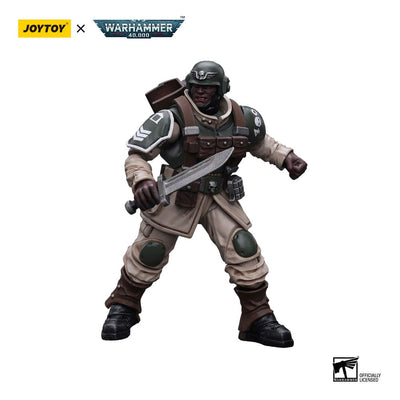 Warhammer 40k Action Figure 1/18 Astra Militarum Cadian Command Squad Veteran with Regimental Standard 12cm - Action Figures - Joy Toy (CN) - Hobby Figures UK