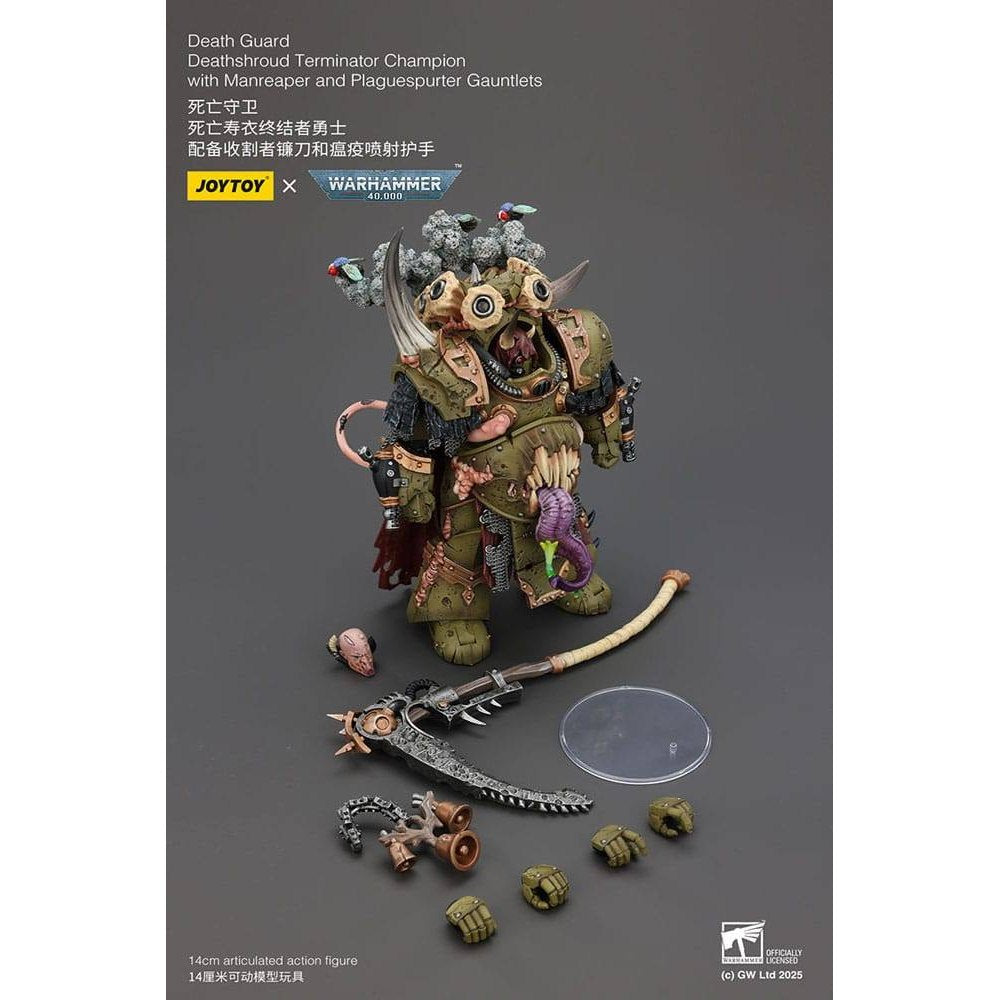 Warhammer 40k Action Figure 1/18 Death Guard Deathshroud Terminator Championwith Manreaper and Plaguespurter Gauntlets 14cm - Action Figures - Joy Toy (CN) - Hobby Figures UK