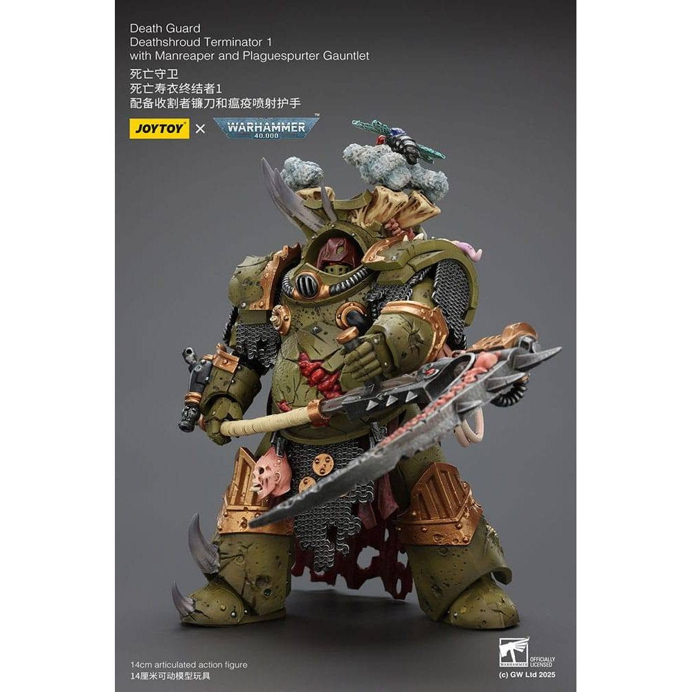Warhammer 40k Action Figure 1/18 Death Guard Deathshroud Terminator 1 with Manreaper and Plaguespurter Gauntlet 14cm - Action Figures - Joy Toy (CN) - Hobby Figures UK