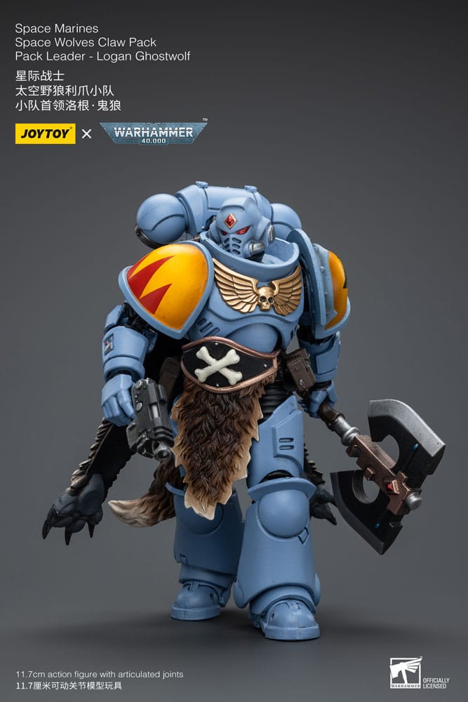 Warhammer 40k Action Figure 1/18 Space Marines Space Wolves Claw Pack Pack Leader -Logan Ghostwolf 12cm - Action Figures - Joy Toy (CN) - Hobby Figures UK