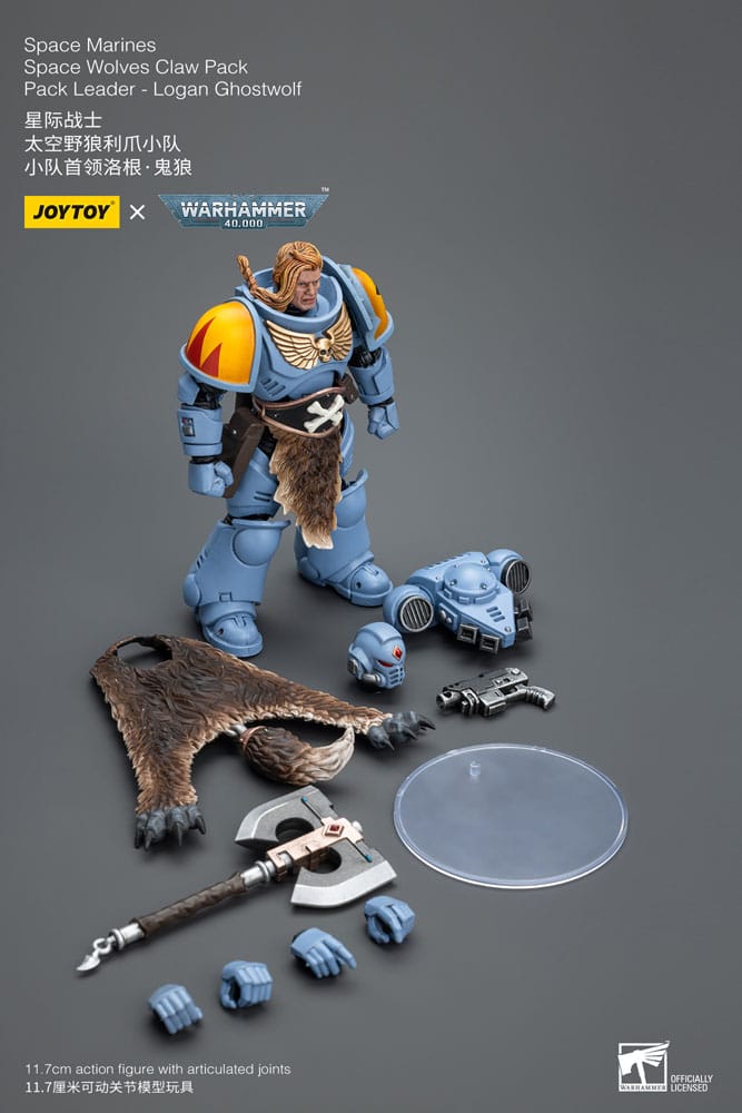 Warhammer 40k Action Figure 1/18 Space Marines Space Wolves Claw Pack Pack Leader -Logan Ghostwolf 12cm - Action Figures - Joy Toy (CN) - Hobby Figures UK