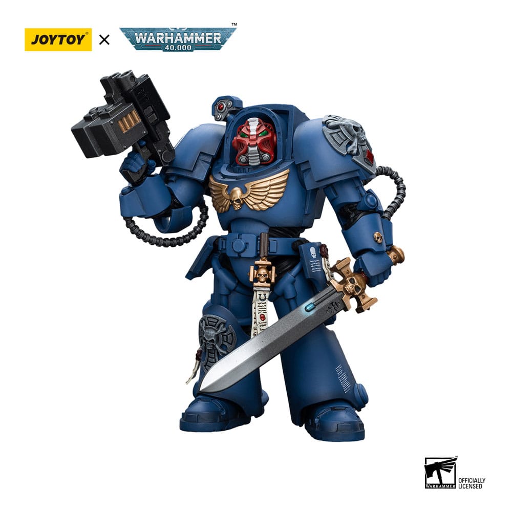 Warhammer 40k Action Figure 1/18 Ultramarines Terminator Squad Sergeant with Power Sword and Teleport Homer 12cm - Action Figures - Joy Toy (CN) - Hobby Figures UK