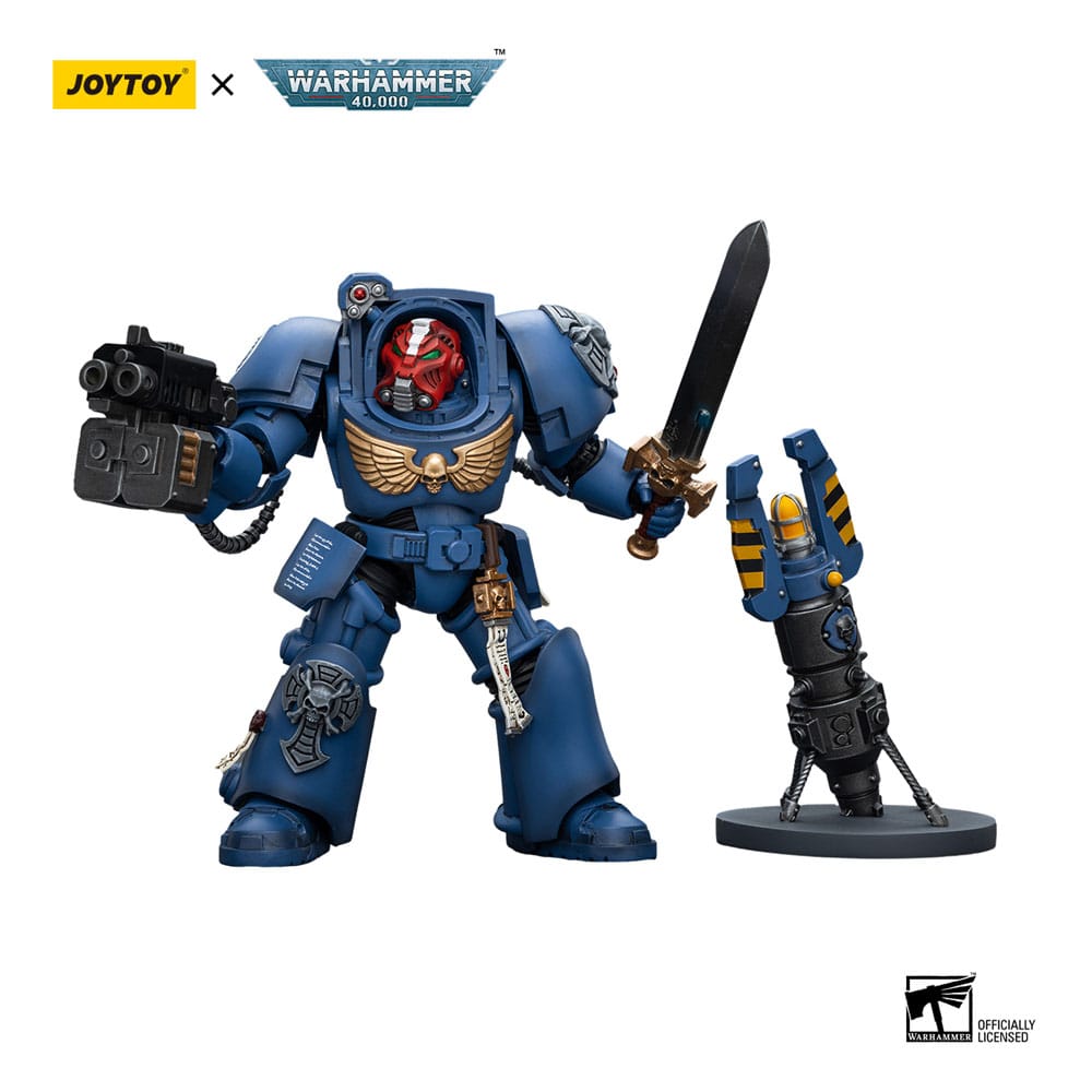 Warhammer 40k Action Figure 1/18 Ultramarines Terminator Squad Sergeant with Power Sword and Teleport Homer 12cm - Action Figures - Joy Toy (CN) - Hobby Figures UK