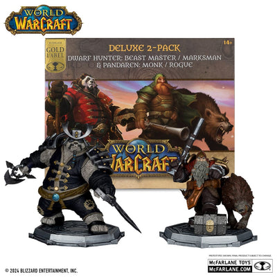 World of Warcraft PVC Statue 2-Pack 1/12 Dwarf Hunter: Beast Master & Pandaren: Monk (Gold Label) 15cm - Scale Statue - McFarlane Toys - Hobby Figures UK