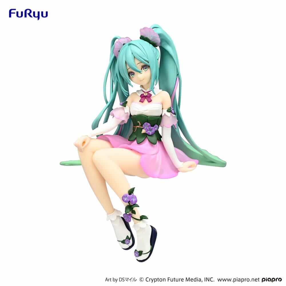 Hatsune Miku Noodle Stopper PVC Statue Flower Fairy Morning Glory Pink Color Ver. 14cm - Scale Statue - Furyu - Hobby Figures UK