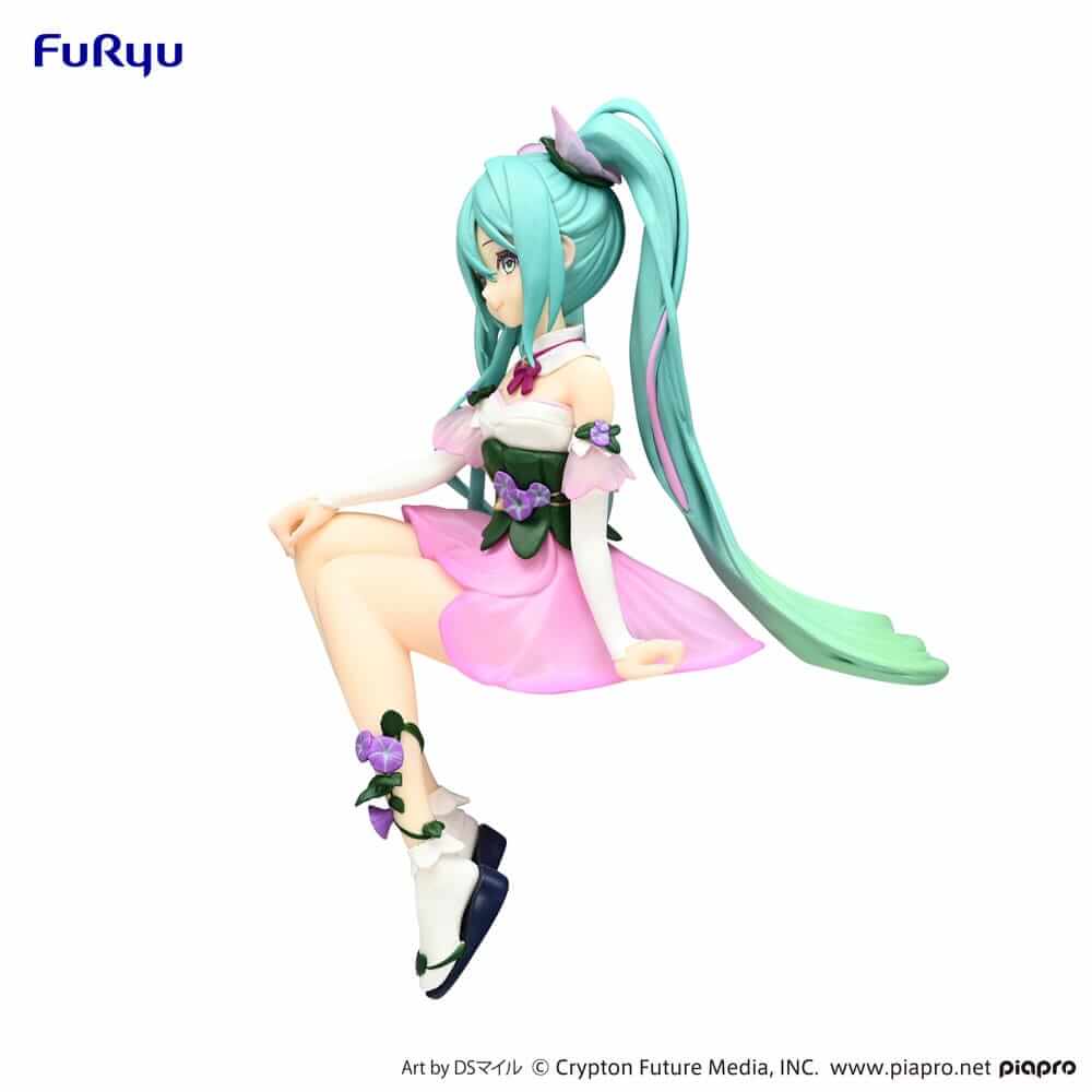 Hatsune Miku Noodle Stopper PVC Statue Flower Fairy Morning Glory Pink Color Ver. 14cm - Scale Statue - Furyu - Hobby Figures UK