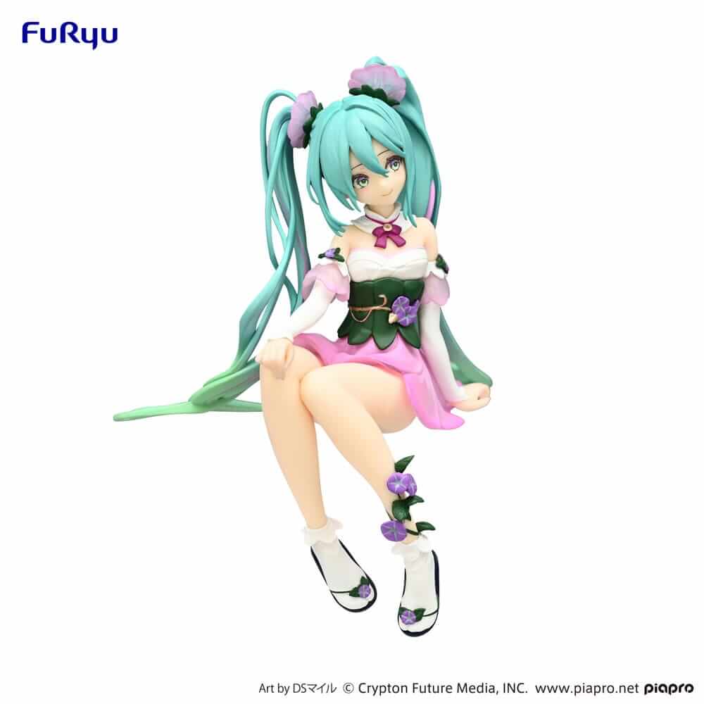 Hatsune Miku Noodle Stopper PVC Statue Flower Fairy Morning Glory Pink Color Ver. 14cm - Scale Statue - Furyu - Hobby Figures UK