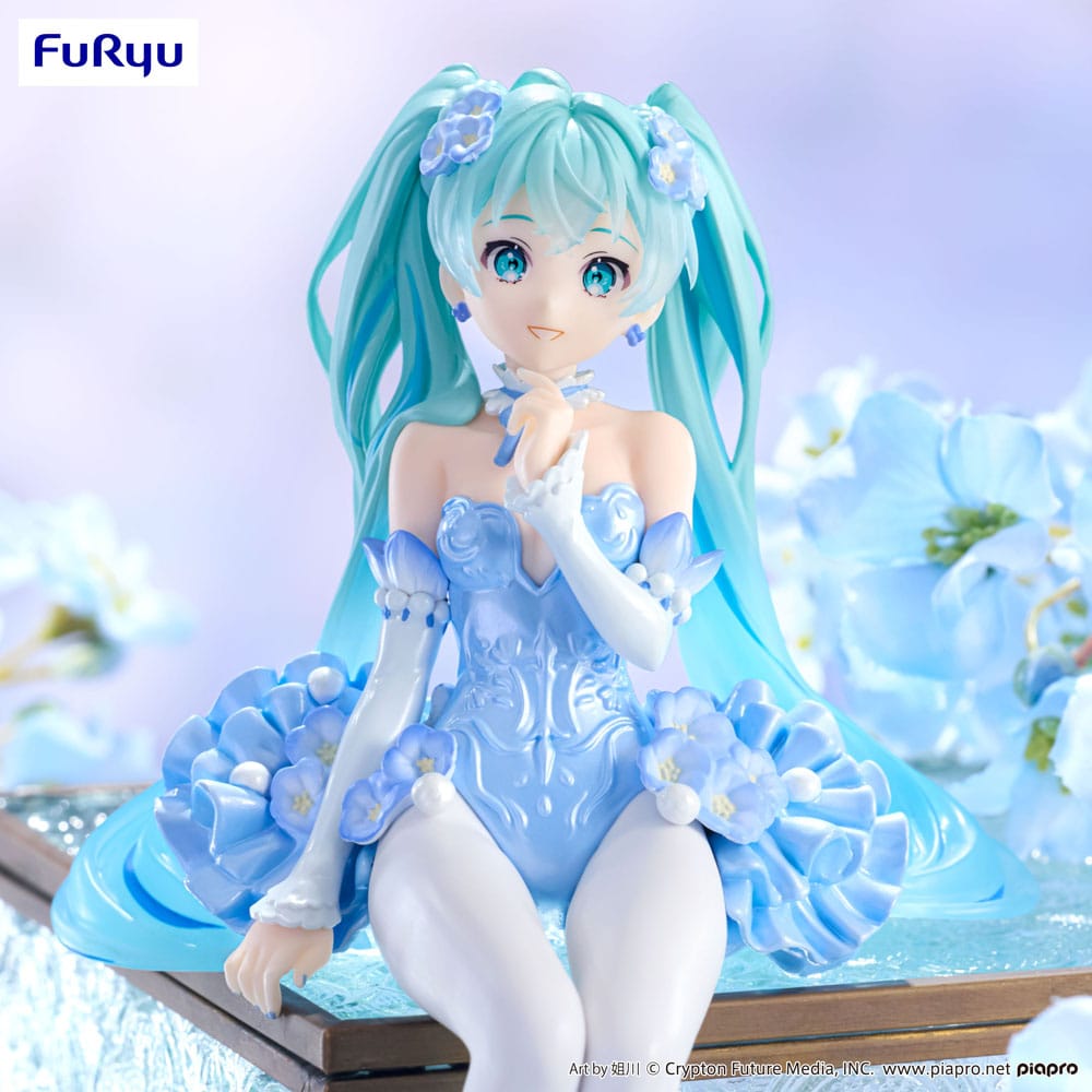 Hatsune Miku Noodle Stopper PVC Statue Flower Fairy Nemophila Pail Blue Color Ver. 15cm - Scale Statue - Furyu - Hobby Figures UK
