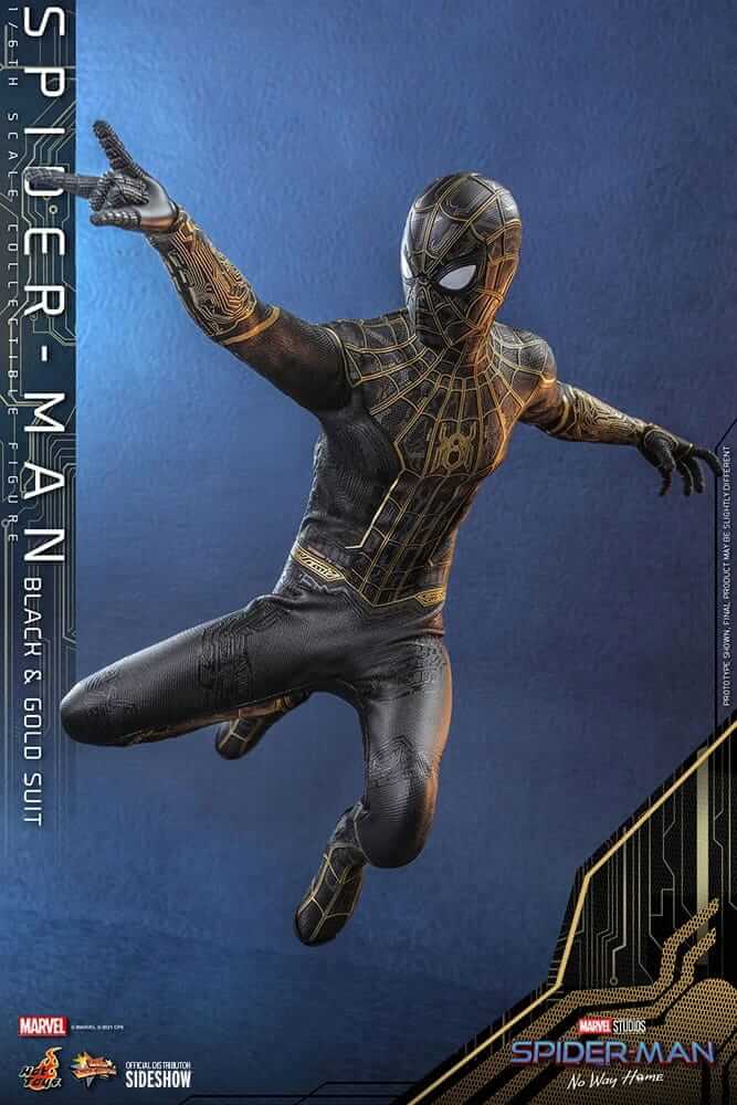 Spider-Man: No Way Home Movie Masterpiece Action Figure 1/6 Spider-Man (Black & Gold Suit) 30cm - Action Figures - Hot Toys - Hobby Figures UK