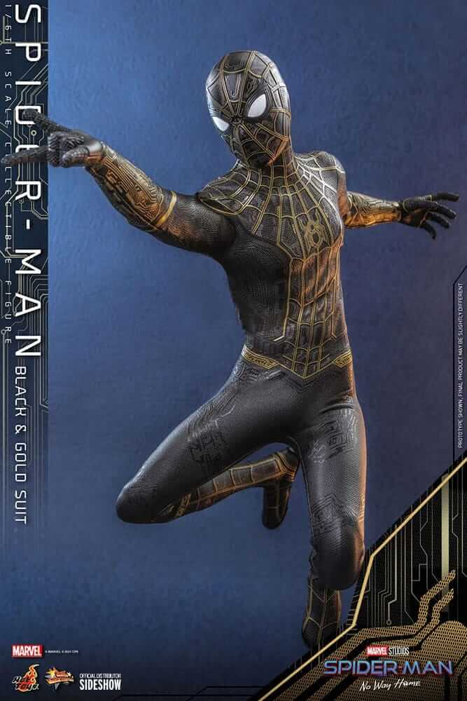 Spider-Man: No Way Home Movie Masterpiece Action Figure 1/6 Spider-Man (Black & Gold Suit) 30cm - Action Figures - Hot Toys - Hobby Figures UK