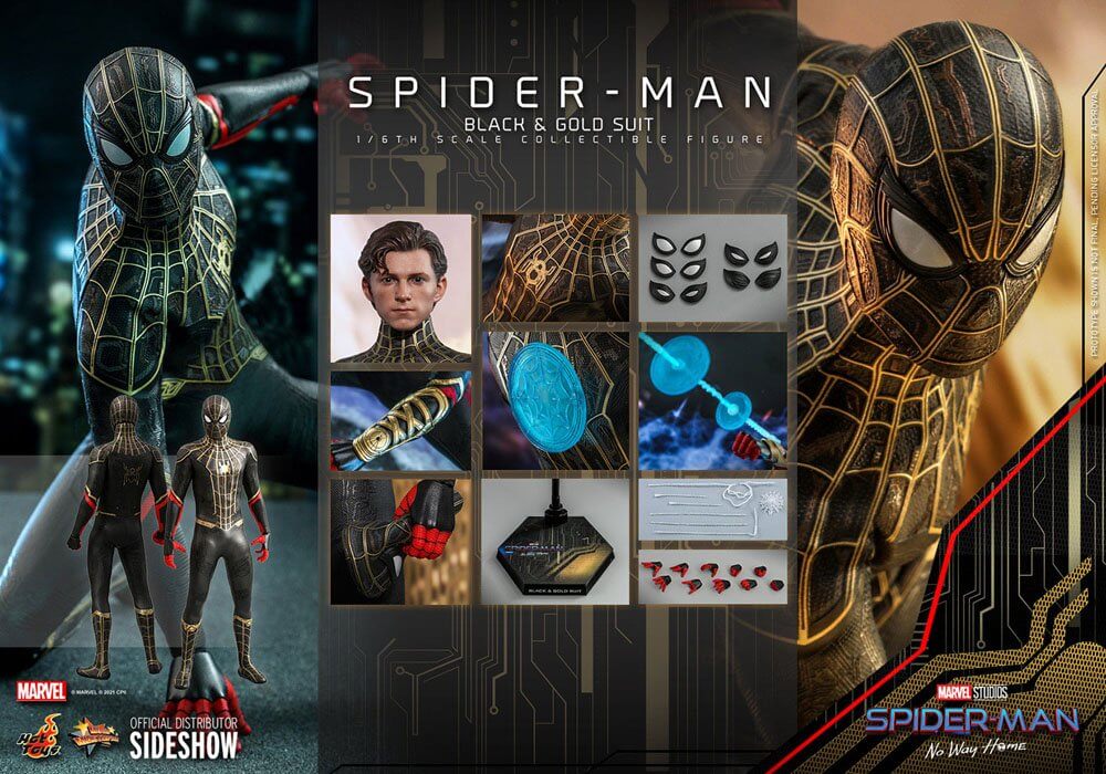 Spider-Man: No Way Home Movie Masterpiece Action Figure 1/6 Spider-Man (Black & Gold Suit) 30cm - Action Figures - Hot Toys - Hobby Figures UK