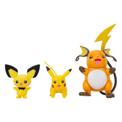 Pokémon Select Action Figures 3-Pack Evolution Pichu, Pikachu, Raichu - Action Figures - Jazwares - Hobby Figures UK
