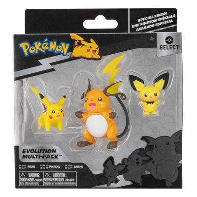 Pokémon Select Action Figures 3-Pack Evolution Pichu, Pikachu, Raichu - Action Figures - Jazwares - Hobby Figures UK