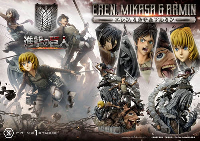 Attack on Titan Ultimate Premium Masterline Statue Eren, Mikasa, & Armin 72cm - Scale Statue - Prime 1 Studio - Hobby Figures UK