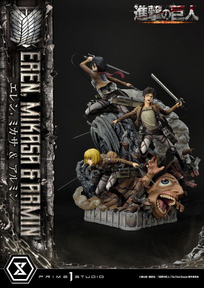 Attack on Titan Ultimate Premium Masterline Statue Eren, Mikasa, & Armin 72cm - Scale Statue - Prime 1 Studio - Hobby Figures UK