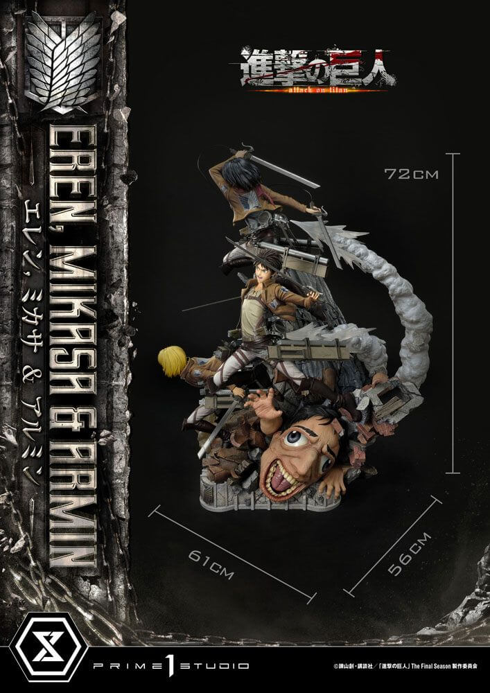 Attack on Titan Ultimate Premium Masterline Statue Eren, Mikasa, & Armin 72cm - Scale Statue - Prime 1 Studio - Hobby Figures UK