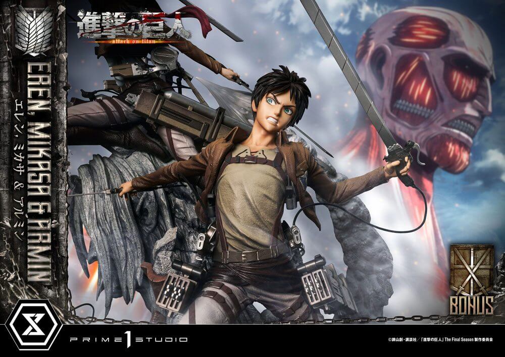 Attack on Titan Ultimate Premium Masterline Statue Eren, Mikasa, & Armin Deluxe Bonus Version 72cm - Scale Statue - Prime 1 Studio - Hobby Figures UK