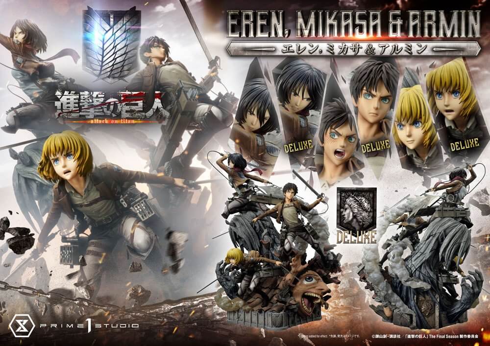 Attack on Titan Ultimate Premium Masterline Statue Eren, Mikasa, & Armin Deluxe Bonus Version 72cm - Scale Statue - Prime 1 Studio - Hobby Figures UK