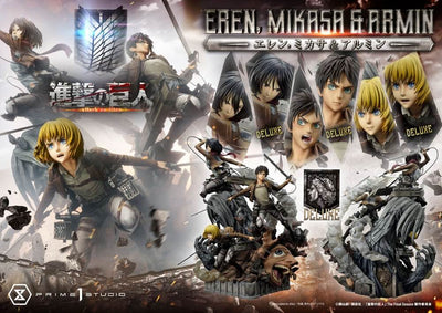 Attack on Titan Ultimate Premium Masterline Statue Eren, Mikasa, & Armin Deluxe Bonus Version 72cm - Scale Statue - Prime 1 Studio - Hobby Figures UK