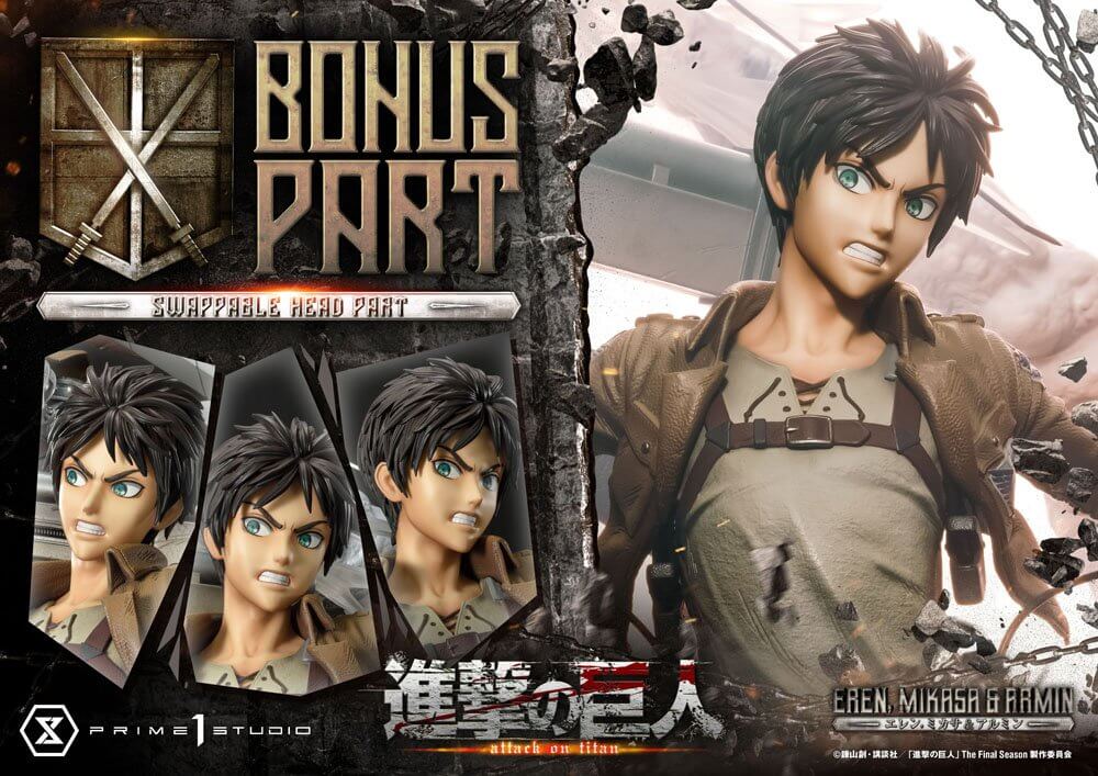 Attack on Titan Ultimate Premium Masterline Statue Eren, Mikasa, & Armin Deluxe Bonus Version 72cm - Scale Statue - Prime 1 Studio - Hobby Figures UK