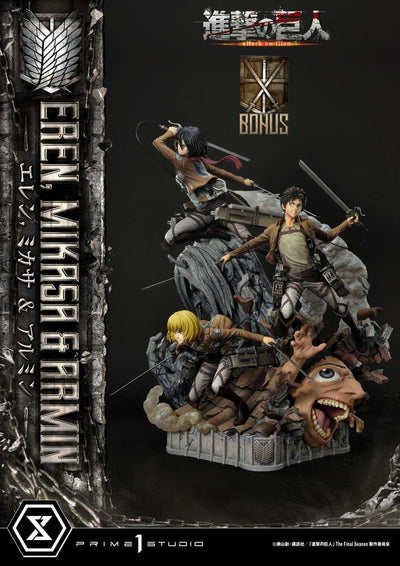 Attack on Titan Ultimate Premium Masterline Statue Eren, Mikasa, & Armin Deluxe Bonus Version 72cm - Scale Statue - Prime 1 Studio - Hobby Figures UK