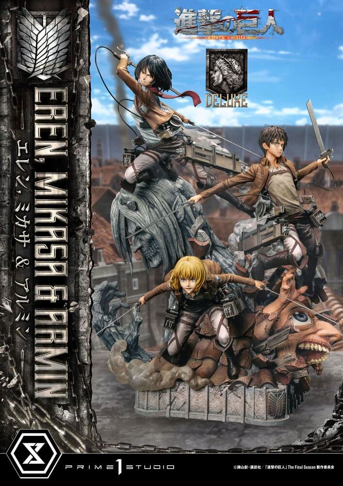 Attack on Titan Ultimate Premium Masterline Statue Eren, Mikasa, & Armin Deluxe Bonus Version 72cm - Scale Statue - Prime 1 Studio - Hobby Figures UK