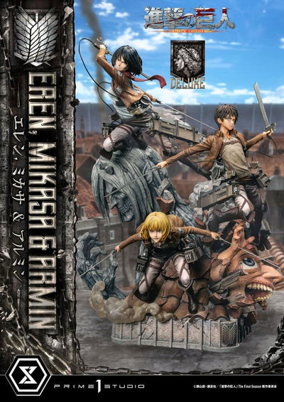 Attack on Titan Ultimate Premium Masterline Statue Eren, Mikasa, & Armin Deluxe Bonus Version 72cm - Scale Statue - Prime 1 Studio - Hobby Figures UK