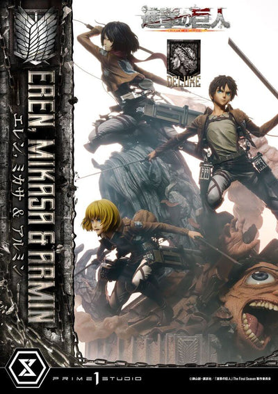 Attack on Titan Ultimate Premium Masterline Statue Eren, Mikasa, & Armin Deluxe Bonus Version 72cm - Scale Statue - Prime 1 Studio - Hobby Figures UK