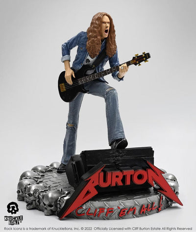 Cliff Burton Rock Iconz Statue Cliff 'Em All 22cm - Scale Statue - Knucklebonz - Hobby Figures UK