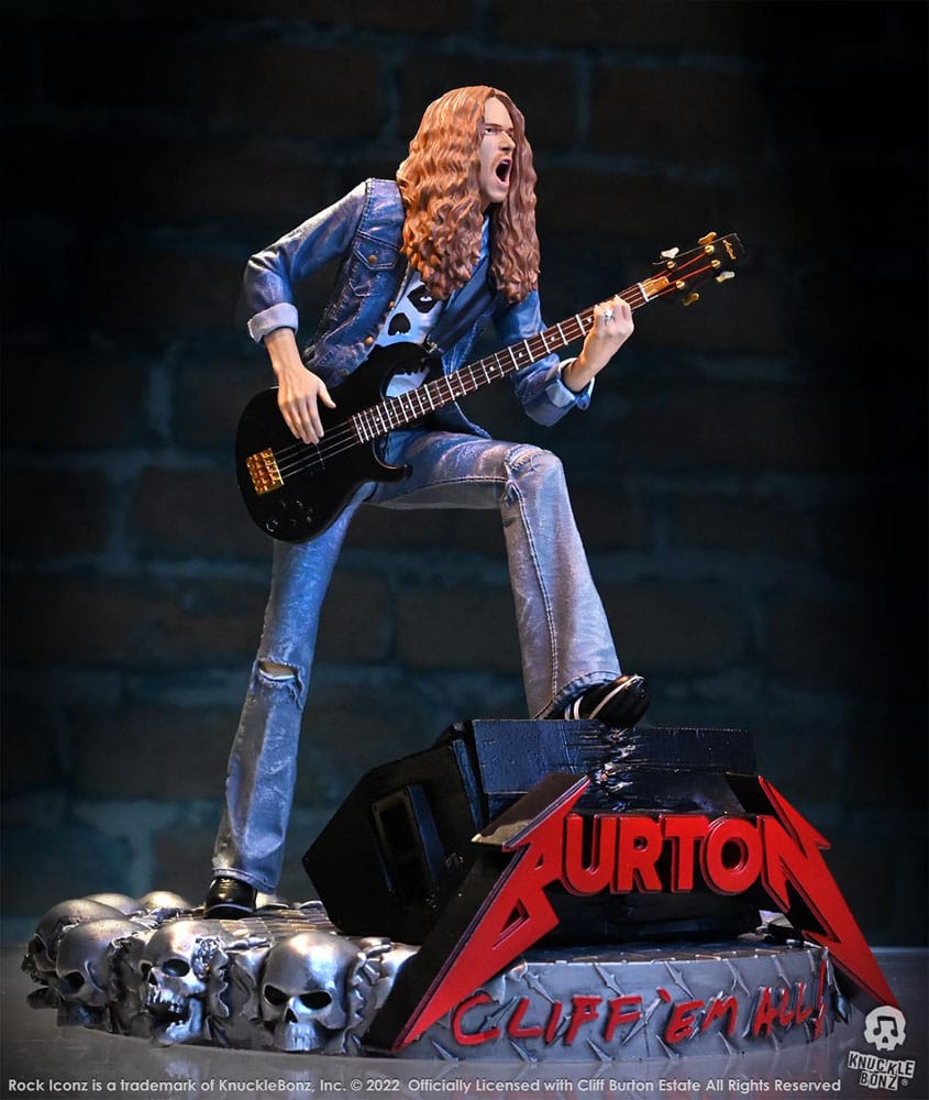 Cliff Burton Rock Iconz Statue Cliff 'Em All 22cm - Scale Statue - Knucklebonz - Hobby Figures UK
