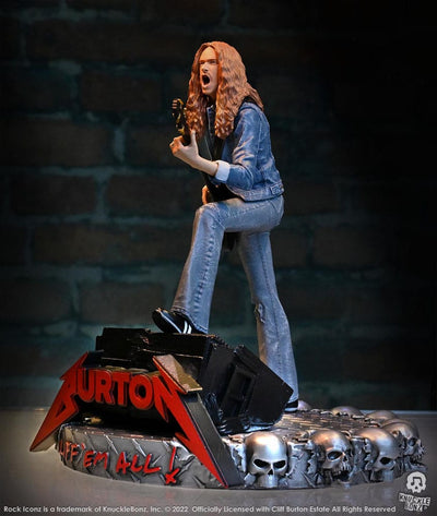 Cliff Burton Rock Iconz Statue Cliff 'Em All 22cm - Scale Statue - Knucklebonz - Hobby Figures UK