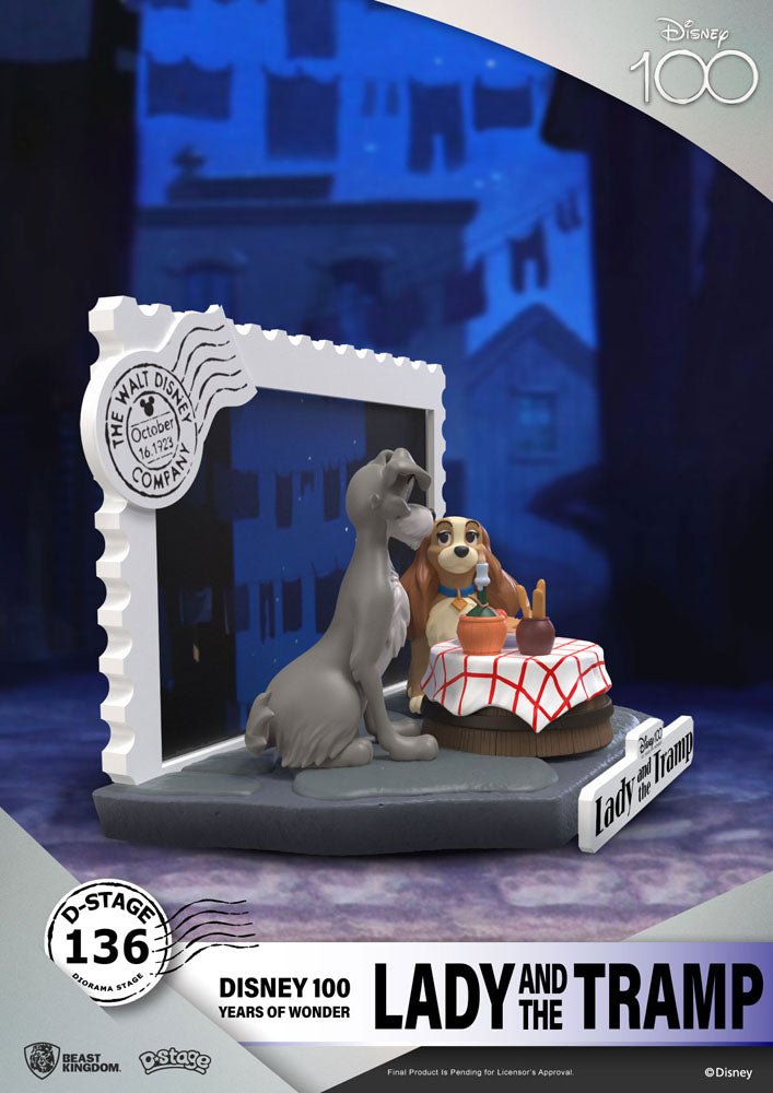 Disney 100th Anniversary D-Stage PVC Diorama Lady And The Tramp 12cm - Scale Statue - Beast Kingdom Toys - Hobby Figures UK