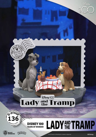 Disney 100th Anniversary D-Stage PVC Diorama Lady And The Tramp 12cm - Scale Statue - Beast Kingdom Toys - Hobby Figures UK
