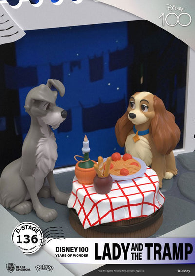 Disney 100th Anniversary D-Stage PVC Diorama Lady And The Tramp 12cm - Scale Statue - Beast Kingdom Toys - Hobby Figures UK