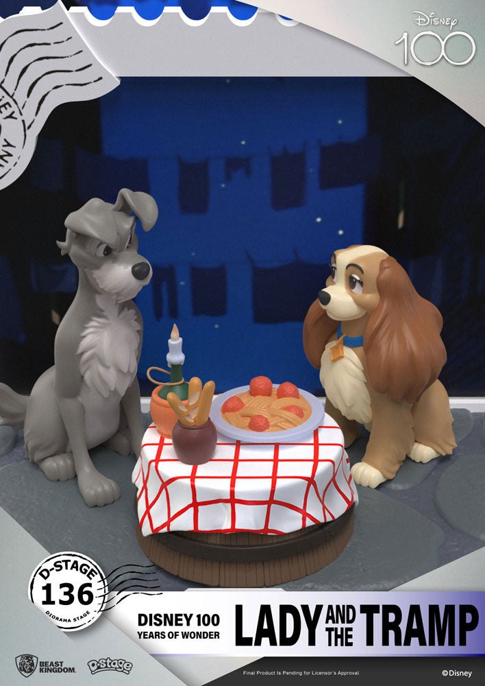 Disney 100th Anniversary D-Stage PVC Diorama Lady And The Tramp 12cm - Scale Statue - Beast Kingdom Toys - Hobby Figures UK