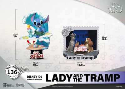 Disney 100th Anniversary D-Stage PVC Diorama Lady And The Tramp 12cm - Scale Statue - Beast Kingdom Toys - Hobby Figures UK