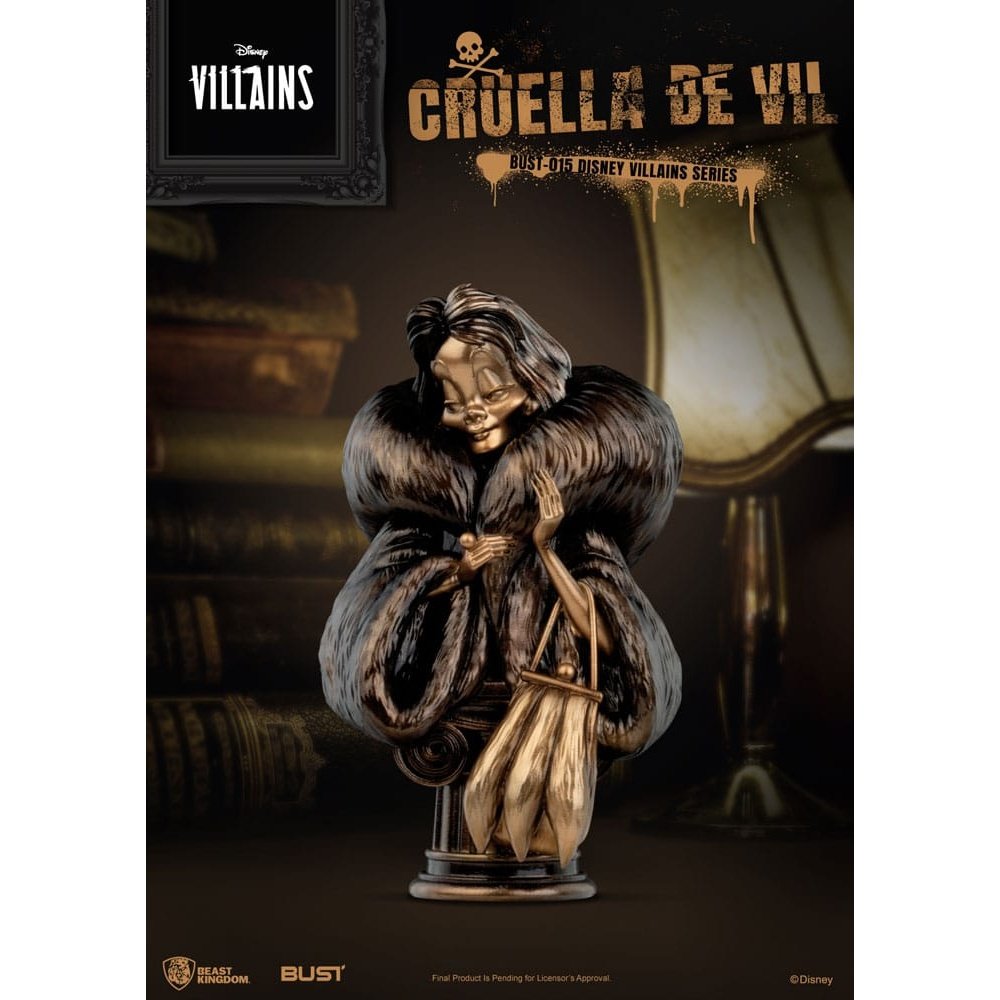 Disney Villains Series PVC Bust Cruella De Vil 16cm - Scale Statue - Beast Kingdom Toys - Hobby Figures UK