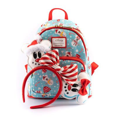 Disney by Loungefly Backpack & Headband Set Minnie & Mickey Snowman All Over Print - Apparel & Accessories - Loungefly - Hobby Figures UK