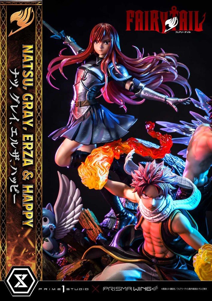 Fairy Tail PVC Statue 1/7 Natsu, Gray, Erza, Happy Deluxe Bonus Version 57cm - Scale Statue - Prime 1 Studio - Hobby Figures UK