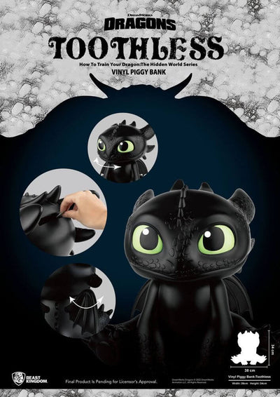 How To Train Your Dragon Piggy Vinyl Bank Toothless 34cm - Scale Statue - Beast Kingdom Toys - Hobby Figures UK