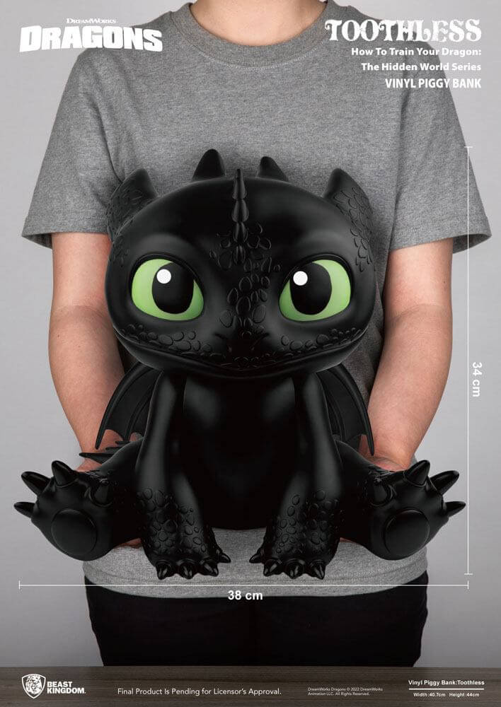 How To Train Your Dragon Piggy Vinyl Bank Toothless 34cm - Scale Statue - Beast Kingdom Toys - Hobby Figures UK
