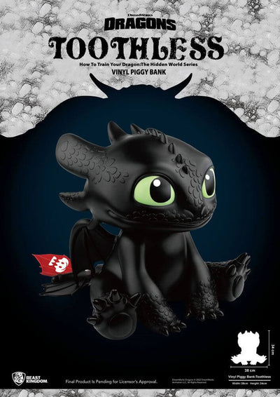 How To Train Your Dragon Piggy Vinyl Bank Toothless 34cm - Scale Statue - Beast Kingdom Toys - Hobby Figures UK