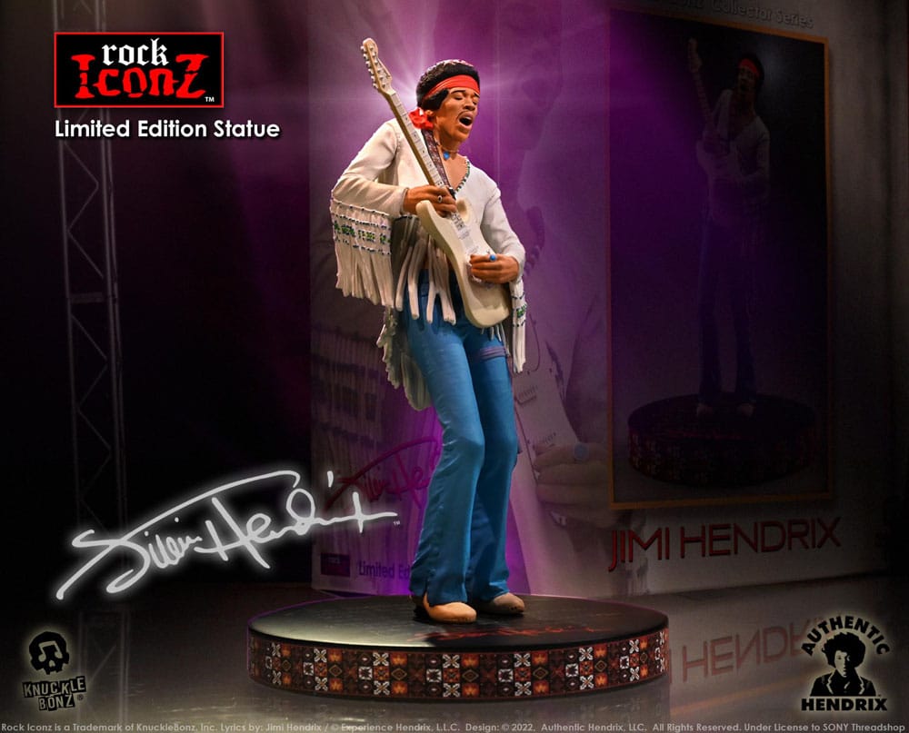 Jimi Hendrix Rock Iconz Statue Jimi Hendrix III 22cm - Scale Statue - Knucklebonz - Hobby Figures UK